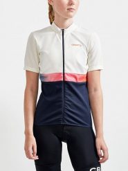 Craft Koszulka kolarska w kolorze kremowo-granatowym rozmiar: XL. Brązowe t-shirty sportowe Craft, xl, bez wzorów, z materiału, bez ramiączek, rowerowe. Za 100.75 zł.