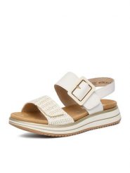 Remonte Sandały CEO-D1J53-81 Biały. Białe sandały Remonte, bez wzorów, ze skóry, bez obcasa, na płaskiej podeszwie, bez zapięcia. Za 379.99 zł.