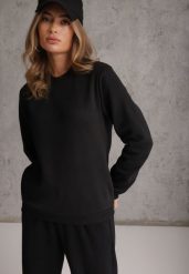 Czarna Bluza Basic Ocieplana Polarem Kaianna. Czarne bluzy bez kaptura Renee, l, z aplikacjami, z jeansu, bez kaptura. Za 59.99 zł.