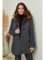 Curvy Lady Płaszcz przejściowy w kolorze antracytowym rozmiar: 40/42. Czarne płaszcze Curvy Lady, bez wzorów, klasyczne, bez kaptura. Za 170.07 zł.