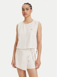 Tommy Jeans Top DW0DW22779 Beżowy jasny Regular Fit. Brązowe topy Tommy Jeans, s, bez wzorów, z jeansu, bez kołnierzyka, bez ramiączek. Za 329.99 zł.