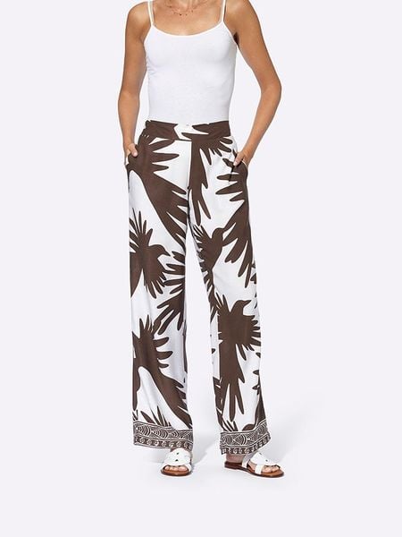 Heine Spodnie w kolorze biało-brązowym rozmiar: W19. Białe spodnie materiałowe Heine, bez wzorów, z materiału. Za 57.20 zł.