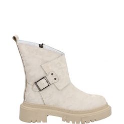 BOTKI Z NADRUKIEM 6343 6819 CREAM. Botki Venezia, bez wzorów, ze skóry, bez obcasa, bez zapięcia. Za 279.00 zł.