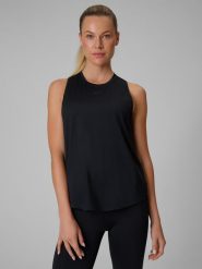 4F Koszulka bez rękawów treningowa szybkoschnąca damska - czarna S. Czarne t-shirty sportowe 4f, s, bez wzorów, bez ramiączek, na fitness i siłownię. Za 79.99 zł.