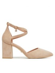 DeeZee Czółenka DZ0068 Beżowy. Brązowe czółenka DeeZee, bez wzorów, z materiału, bez obcasa, bez zapięcia. Za 139.99 zł.