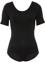 Body z krótkim rękawem, z bawełny. Czarne body i gorsety bonprix, bez wzorów, z bawełny, bez ramiączek. Za 64.99 zł.