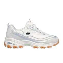 Buty sportowe Skechers 150556-WGY dla kobiet. Białe buty treningowe Skechers, bez wzorów, z materiału, bez zapięcia. Za 279.99 zł.
