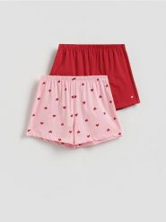 Piżamowe szorty 2 pack - intensywny róż. Czerwone piżamy Reserved, l, bez wzorów, z bawełny, bez kołnierzyka, bez ramiączek. Za 55.99 zł.