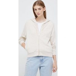 Tommy Hilfiger bluza damska kolor beżowy z kapturem gładka. Brązowe bluzy Tommy Hilfiger, l, bez wzorów, z bawełny, z kapturem. W wyprzedaży za 419.99 zł.