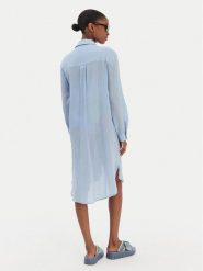 Seafolly Koszula Crinkle 55536-CU Błękitny Relaxed Fit. Niebieskie koszule Seafolly, xs, bez wzorów, z bawełny, bez kołnierzyka, bez ramiączek. Za 429.99 zł.