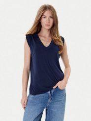 Guess Bluzka W5YP52 KCYW2 Granatowy Regular Fit. Niebieskie bluzki Guess, xl, z aplikacjami, bez kołnierzyka, bez ramiączek. Za 129.99 zł.