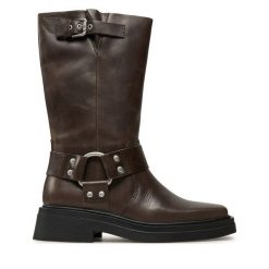 Kozaki Vagabond Shoemakers. Brązowe botki Vagabond Shoemakers, bez wzorów, bez obcasa, na płaskiej podeszwie, bez zapięcia. Za 1,149.00 zł.