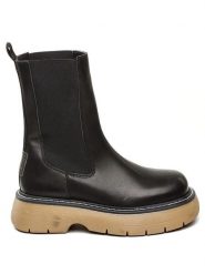 Steve Madden Skórzane sztyblety w kolorze czarnym rozmiar: 39. Czarne botki Steve Madden, bez wzorów, sportowe, bez obcasa, na platformie, bez zapięcia. Za 124.11 zł.