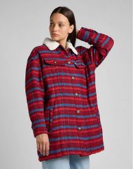 LEE WOOL COAT DAMSKA KURTKA PRZEJŚCIOWA SHERPA SCARLET L55HBJ10. Czerwone kurtki Lee, l, bez wzorów, bez kaptura. Za 309.99 zł.