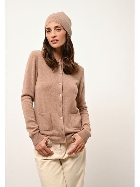Just Cashmere Kaszmirowy kardigan "Katharine" w kolorze karmelowym rozmiar: M. Brązowe swetry Just Cashmere, m, bez wzorów, z kaszmiru, bez ramiączek. Za 391.84 zł.