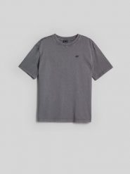 4F T-shirt loose z nadrukiem damski - szary M. Szare t-shirty 4f, m, bez wzorów, z bawełny, klasyczne, bez kołnierzyka, bez ramiączek. Za 79.99 zł.