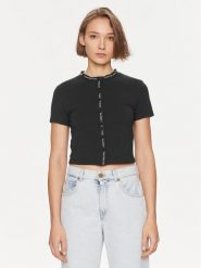 Calvin Klein Jeans T-Shirt Logo J20J223093 Czarny Slim Fit. Czarne t-shirty Calvin Klein Jeans, m, bez wzorów, z bawełny, bez kołnierzyka, bez ramiączek. Za 79.99 zł.