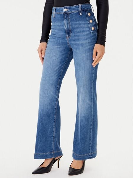 Guess Jeansy W5GA0P D5Q01 Niebieski Wide Leg. Niebieskie jeansy Guess, z aplikacjami, z bawełny. Za 529.99 zł.