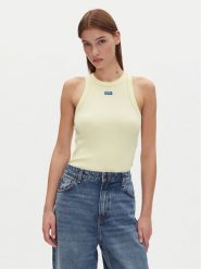 HUGO Top Easy Tank_B 50508857 Żółty Slim Fit. Żółte topy Hugo, xxl, bez wzorów, z bawełny, bez kołnierzyka, bez ramiączek. Za 139.99 zł.