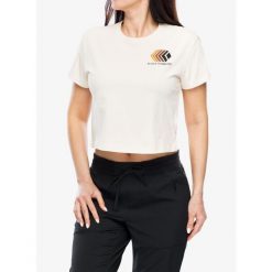Koszulka z nadrukiem damska Black Diamond Faded Crop SS Tee. Białe t-shirty sportowe Black Diamond, bez wzorów, bez ramiączek. Za 100.99 zł.