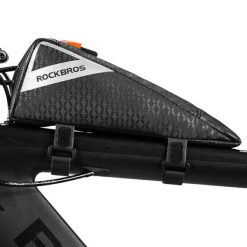 Torba rowerowa na ramę płetwa Rockbros B57 paski/bolt on. Czarne torebki klasyczne ROCKBROS, bez wzorów, sportowe, bez dodatków. Za 89.99 zł.