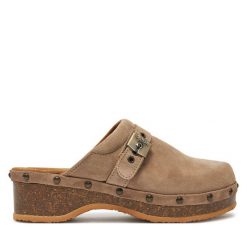 Klapki Scholl. Brązowe klapki Scholl, bez wzorów, bez obcasa, bez zapięcia. Za 499.99 zł.