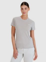 4F Koszulka trekkingowa z wełną Merino damska - szara L. Szare t-shirty sportowe 4f, l, bez wzorów, z dzianiny, bez ramiączek, trekkingowe. W wyprzedaży za 149.99 zł.