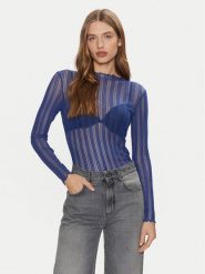 Vila Bluzka Mist 14102378 Niebieski Slim Fit. Niebieskie bluzki Vila, l, bez wzorów, z syntetyku, bez kołnierzyka, bez ramiączek. Za 69.99 zł.