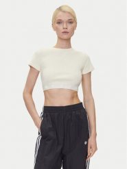 Adidas T-Shirt Ribbed JD0040 Beżowy Slim Fit. Brązowe t-shirty adidas, s, bez wzorów, z bawełny, bez kołnierzyka, bez ramiączek. Za 139.99 zł.