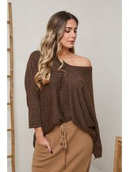 Plus Size Company Sweter "Daliah" w kolorze brązowym rozmiar: 50. Brązowe swetry Plus Size Company, plus size, bez wzorów, klasyczne, plus size, bez ramiączek. Za 159.21 zł.