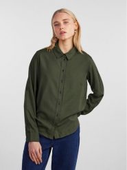 Pieces Koszula 17140728 Zielony Regular Fit. Zielone koszule Pieces, xl, bez wzorów, z wiskozy, bez kołnierzyka, bez ramiączek. Za 99.99 zł.