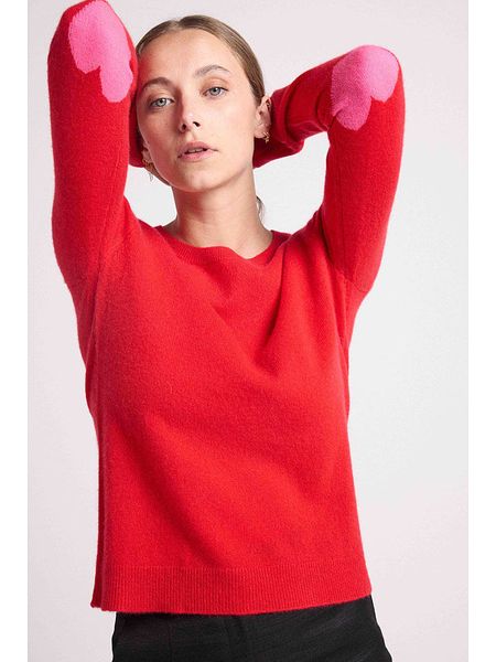 Maison Héritage Cashmere Kaszmirowy sweter w kolorze czerwonym rozmiar: M. Czerwone swetry Maison Héritage Cashmere, m, bez wzorów, z kaszmiru, bez ramiączek. Za 524.62 zł.