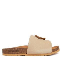 Klapki LOVE MOSCHINO. Brązowe klapki Love Moschino, bez wzorów, bez obcasa, bez zapięcia. Za 939.99 zł.