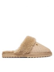 Tommy Hilfiger Kapcie Th Premium Shearling Shoes FW0FW09947 Beżowy. Brązowe kapcie Tommy Hilfiger, bez wzorów, ze skóry. Za 409.99 zł.