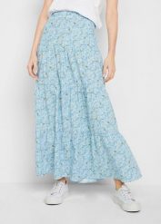 Spódnica maxi z czystej bawełny. Niebieskie spódnice bonprix, bez wzorów, z bawełny, maxi. Za 119.99 zł.