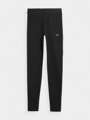 4F Legginsy dzianinowe damskie XS. Czarne legginsy 4f, bez wzorów, z bawełny. W wyprzedaży za 79.99 zł.