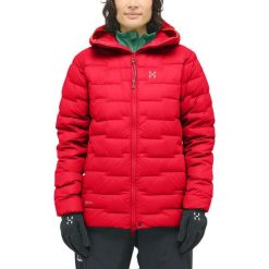 Kurtka techniczna damska ROC Flash Down Hood Women. Czerwone kurtki Haglöfs, bez wzorów, sportowe, bez kaptura. W wyprzedaży za 499.00 zł.