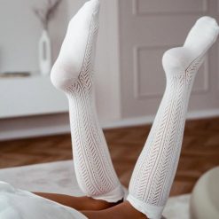 Podkolanówki damskie 210 jodełka ecru. Skarpetki Milena, bez wzorów, z bawełny. Za 24.00 zł.