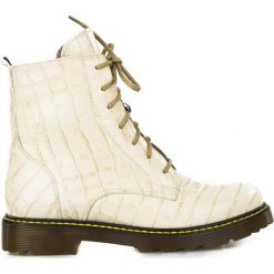 Workery skórzane krokodyl jasne beżowe Sempre. Brązowe botki Inna, bez wzorów, ze skóry, klasyczne, bez obcasa, bez zapięcia. W wyprzedaży za 281.00 zł.