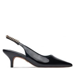 Czółenka Nine West. Czarne czółenka Nine West, bez wzorów, bez obcasa, bez zapięcia. Za 229.99 zł.