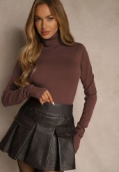 Brązowy Golf Sweterkowy z Domieszką Kaszmiru Zaivanna. Brązowe swetry Renee, na jesień, bez wzorów, z jeansu, biznesowe, bez ramiączek. Za 79.99 zł.