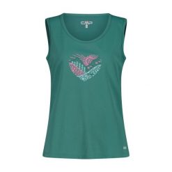 Koszulka damska turystyczna CMP 38T6666. Zielone t-shirty sportowe CMP, xs, bez wzorów, bez ramiączek. Za 143.50 zł.