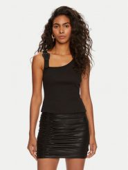 Versace Jeans Couture Top 76HAM625 Czarny Slim Fit. Czarne topy Versace Jeans Couture, bez wzorów, z bawełny, bez kołnierzyka, bez ramiączek. Za 1,009.00 zł.