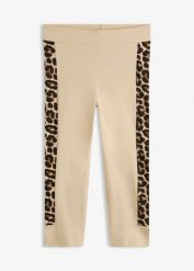 Legginsy rybaczki w panterkę. Brązowe legginsy bonprix, bez wzorów, eleganckie. Za 27.99 zł.