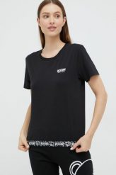 Moschino Underwear t-shirt damski kolor czarny. Czarne t-shirty Moschino Underwear, l, bez wzorów, bez kołnierzyka, bez ramiączek. W wyprzedaży za 354.99 zł.