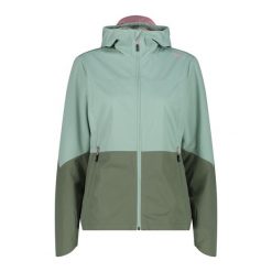 Kurtka softshell damska CMP Fix Hood. Zielone kurtki przejściowe sportowe CMP, l, bez wzorów, z softshellu, bez kaptura, trekkingowe. Za 359.99 zł.