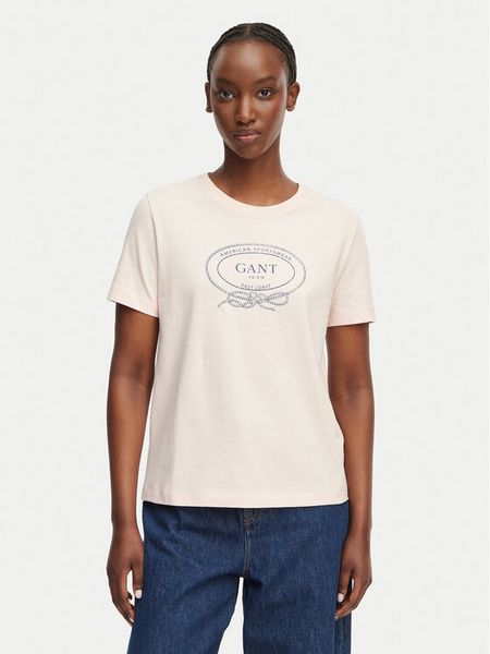 Gant T-Shirt 4201440 Różowy Regular Fit. Czerwone t-shirty Gant, m, bez wzorów, bez kołnierzyka, bez ramiączek. Za 231.99 zł.