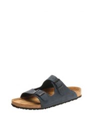 Comfortfusse Skórzane klapki w kolorze granatowym rozmiar: 42. Niebieskie klapki Comfortfüße, bez wzorów, klasyczne, z otwartym noskiem, bez obcasa, bez zapięcia. Za 184.02 zł.