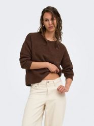 ONLY Sweter w kolorze brązowym rozmiar: S. Brązowe swetry ONLY, s, bez wzorów, z wełny, bez ramiączek. Za 95.95 zł.
