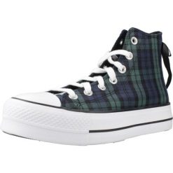 Buty CONVERSE CHUCK TAYLOR ALL STAR LIFT PLATFORM PLAID Zielony. Zielone buty trekkingowe Converse, bez wzorów, z tkaniny, bez zapięcia, trekkingowe. Za 426.56 zł.